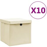 vidaXL Škatle s pokrovi 10 kosov 28x28x28 cm krem, (20618610) | Shoptok.si