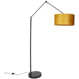 QAZQA Moderna talna svetilka črna platnena senčnik rumena 50 cm - Editor Cene
