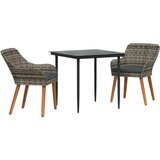  Vrtni set za objed 3 kom. Siva poliratan | shoptok.hr