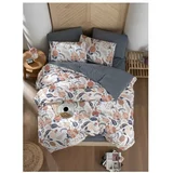 Mila Home Siva/bež podaljšana posteljnina za zakonsko posteljo z rjuho 200x220 cm Floral –