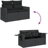  7-dijelni set vrtnih sofa od poliratana s jastucima crni Slike