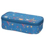 Spirit Modra ovalna peresnica Spirit: My Bag z jeans vzorcem in slikarskimi pikami 23 x 10cm | Shoptok.si