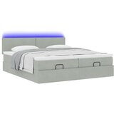 vidaXL Otomanski posteljni okvir z vzmetnicami siv 200x200cm žamet | Shoptok.si