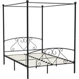  Okvir za krevet s nadstrešnicom crni metalni 160 x 200 cm | shoptok.hr
