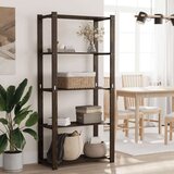 vidaXL Stojalo za shranjevanje 5-nadstropno črno 80x38x170 cm borovina | Shoptok.si