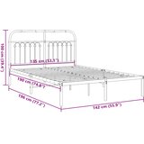  Metalni okvir za krevet s uzglavljem crni 135x190 cm | shoptok.hr