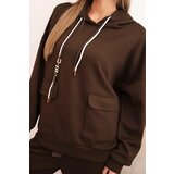 Kesi Włoski Women's set butter hoodie with pants with a belt brown | ePonuda.com