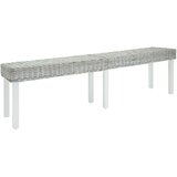  Klupa bijela 160x35x45 cm prirodni kubu ratan i masivno drvo mahagonij - Bijela Cijene