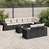  9-dijelni set vrtnih sofa s jastucima crni od poliratana | shoptok.hr