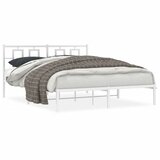  The Living Store Kovinski posteljni okvir z vzglavjem bel 160x200 cm - Posteljni Okvir, (21450403) | Shoptok.si