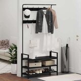vidaXL Obešalnik za plašče Črni hrast 95 x 34 x 184 cm Konstruiran les | Shoptok.si