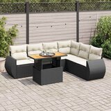  7-dijelni set vrtnih sofa od poliratana s jastucima crni Cijene