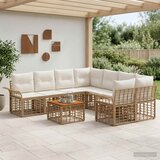  Set vanjskih sofa 9 kom. Prirodna i krema bijela poliratan | shoptok.hr