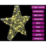 vidaXL 3D zvezda med 50 LED Toplo bela 55 x 53.5 x 10 cm Akril | Shoptok.si