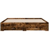  Posteljni okvir s predali dimljen hrast 200x200 cm inž. les | Shoptok.si