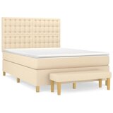  Krevet s oprugama i madracem krem 140 x 190 cm od tkanine | shoptok.hr