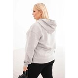Kesi Włoski Plus Size women's looped sweatshirt with a hood and kangaroo pocket gray | shoptok.hr