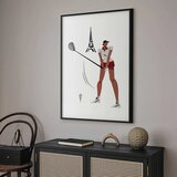  Plakat - Illustration of a Female Golfer with the Eiffel Tower in the Background 40x60 Crni okvir | shoptok.hr