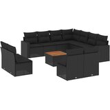  12-dijelni set vrtnih sofa od poliratana s jastucima crni | shoptok.hr