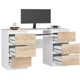 AKORD A-11 Računalniška Miza, 6 Predalov, Bela/Hrast Sonoma, (5000332944) | Shoptok.si