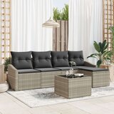 vidaXL Vrtna sedežna garnitura Set 6 Bež Ratan Zunanji kavč Pravokoten | Shoptok.si