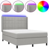  Krevet box spring s madracem LED svjetlosivi 140x200 cm tkanina | shoptok.hr