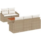 vidaXL 6-delni set vrtne sedežne garniture z blazinami Bež pleten akut | Shoptok.si