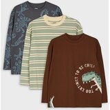 Sinsay Pamučne majice dugih rukava s motivom dinosaura 3 pack | shoptok.hr