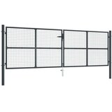 vidaXL Mrežasta vrtna vrata pocinkano jeklo 400x175 cm siva | Shoptok.si