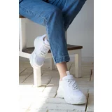 İnan Ayakkabı WOMEN'S WHITE SKIN &; MESH SNEAKER SNEAKERS Y5623
