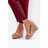 Boto Wedge Sandals For Women With Braiding Khaki Adelio | Shoptok.si