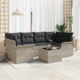 vidaXL 7-dijelni set vrtnih sofa s jastučićima svjetlosiva poli ratan, dvosjedna vrtna sofa s skladištenjem i jastučićima svjetlosiva poli ratan | shoptok.hr