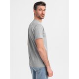 Ombre Men's printed cotton T-shirt with round neckline - light grey | Shoptok.si