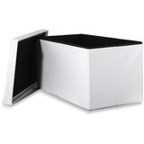  XXL sklopivi tabure s gumbima - 80x40x40cm bijela eko koža | shoptok.hr