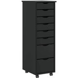 vidaXL Rolling Cabinet s predali MOSS Black Masivni les borovega lesa Cene