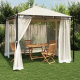 vidaXL paviljon z mrežastimi stenami krem 2,93x2,93 m jeklo | Shoptok.si