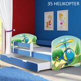  Otroška postelja ACMA z motivom, stranska modra + predal 160x80 cm 35 Helikopter | Shoptok.si