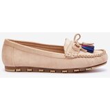 Boto Suede Loafers With Bow And Fringes Beige Dorine | Shoptok.si