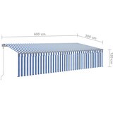  Avtomatsko zložljiva tenda s senčilom 6x3 m modra in bela, (20703076) | Shoptok.si
