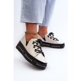 Kesi Women's lace-up platform shoes, natural leather S.Barski beige | Shoptok.si