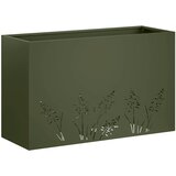  Vrtna saksija Maslinastozelena 80 x 30 x 49 cm Čelična vrata | shoptok.hr