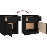  Nočna omarica 2 kosa črna 40x31x50 cm trdna borovina, (20733879) | Shoptok.si