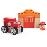 Bino Toys Barvne lesene gradbene kocke - Gasilstvo igralni komplet Cene