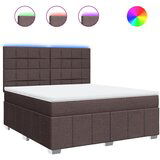 vidaXL Boxspring - Krevet s oprugama i madracem tamnosmeđi 180x200 cm tkanina - Tamno smeđa 180 x 200 cm Blok s kvadratima | shoptok.hr