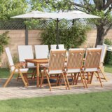  Zložljivi vrtni stoli z blazinami 8 kosov iz trdega tikovega lesa - - Rjava - 87.28 - 71.5 x 57 x 104 cm - Cene