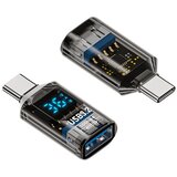 INF USB-A na Type-C adapter s prikazovalnikom, 36W, 10Gbps, prozoren črn (2 kosa), (5000291472) | Shoptok.si