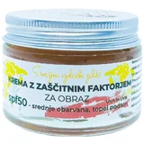 Cvetka SPF 50 Krema za obraz z zaščitnim faktorjem Srednje obarvana - Topel podton (50 ml)