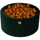 MeowBaby Bazen z žogicami, 90x40 cm s 300 žogicami, žamet, temno zelena : zlata, (21295011) | Shoptok.si