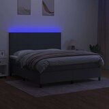 Box spring postelja z vzmetnico LED temno siva 180x200 cm blago, (20789443) | Shoptok.si