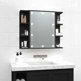 vidaXL Ormarić s ogledalom i LED svjetlima crni 70 x 16 5 x 60 cm | shoptok.hr
